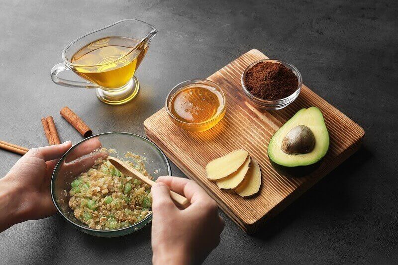 Coffee and avocado scrub