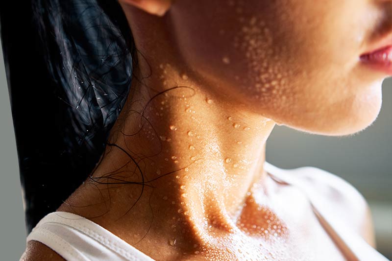 Sweating after doing a high-impact workout after Botox.